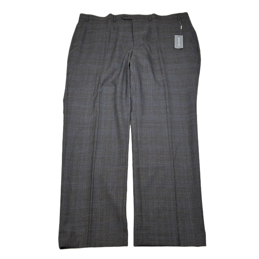 Michael Kors Malone Dress Pants Mens 44x32 Brown Blue Plaid‎ Stretch Wool NEW